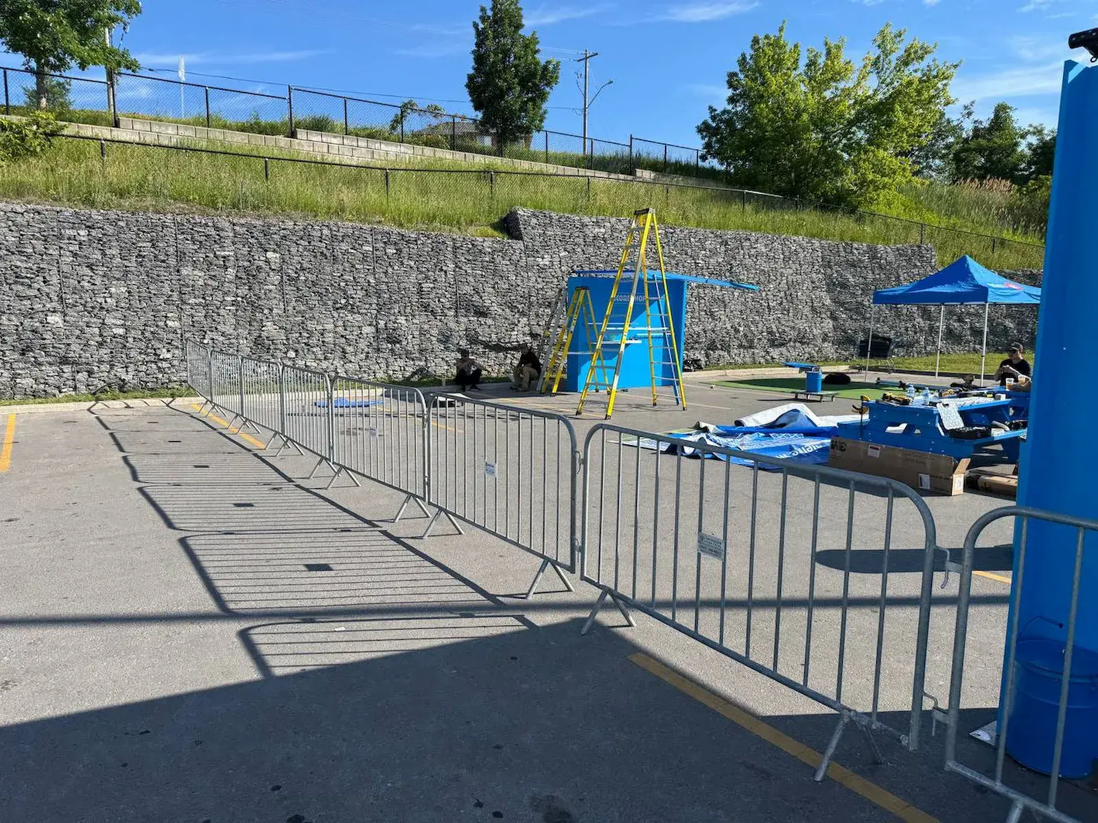Galvanized steel barricades set up at a Toronto event.